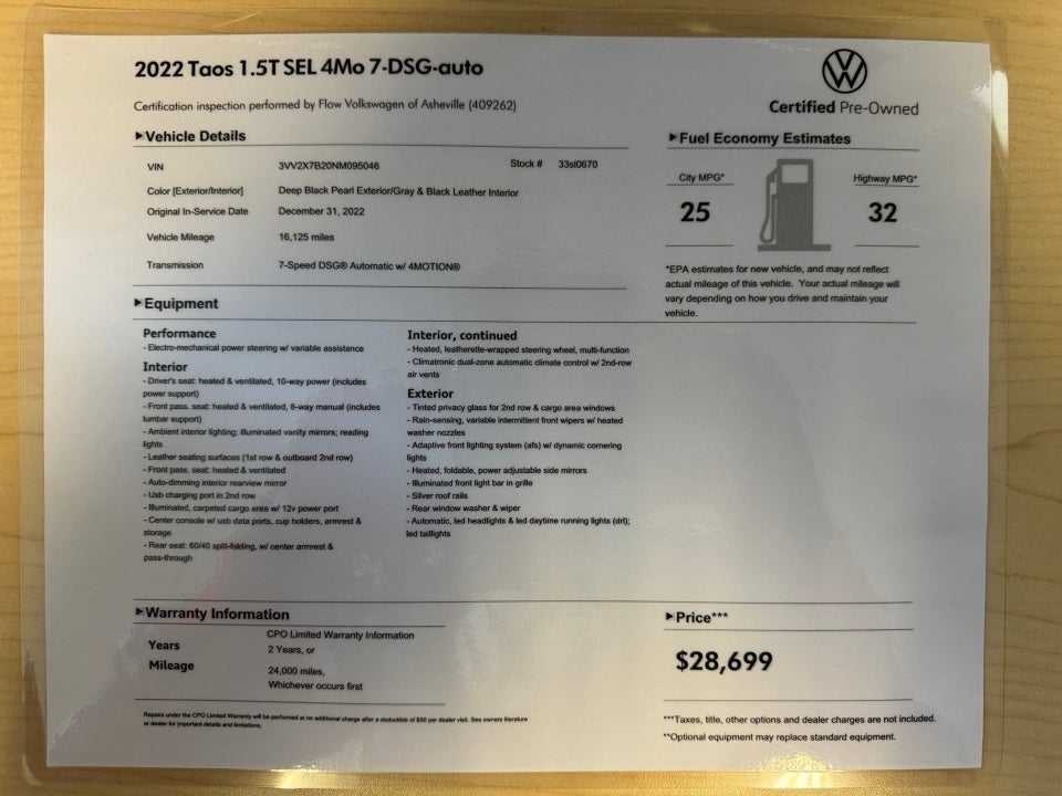2022 Volkswagen Taos 1.5T SEL