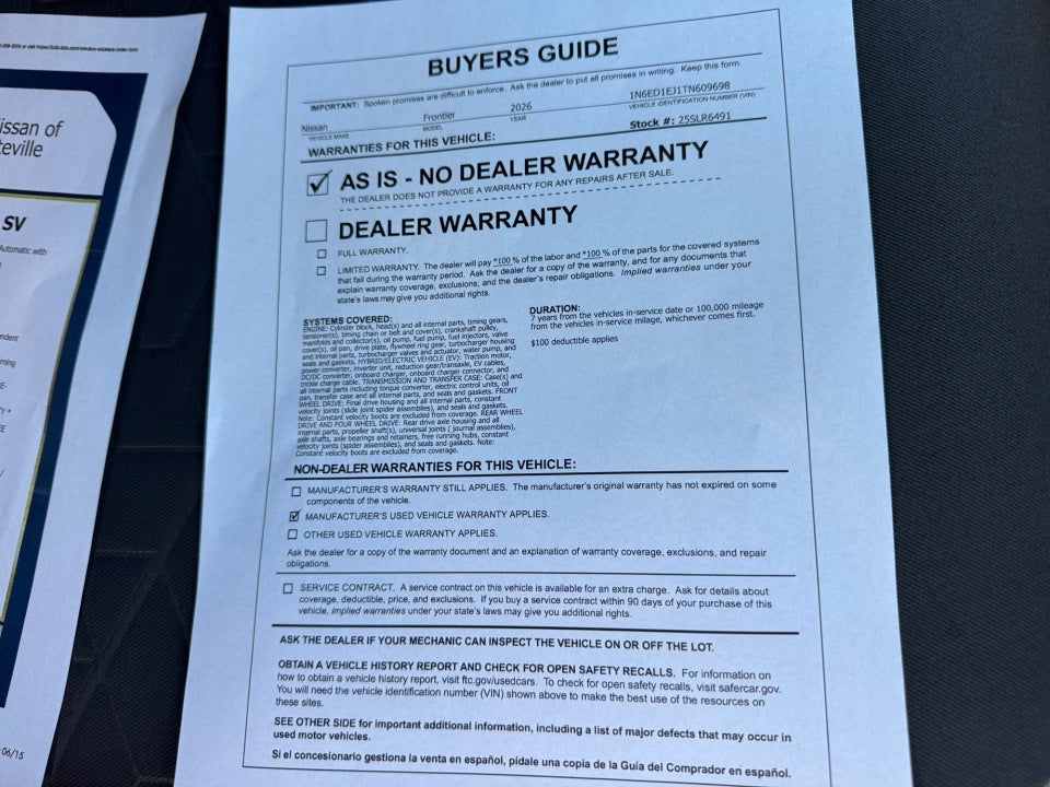 2026 Nissan Frontier Crew Cab SV 4x2