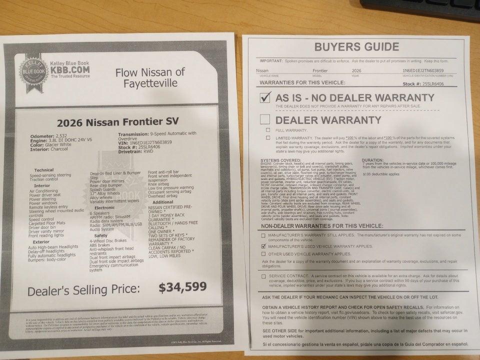 2026 Nissan Frontier Crew Cab SV 4x2