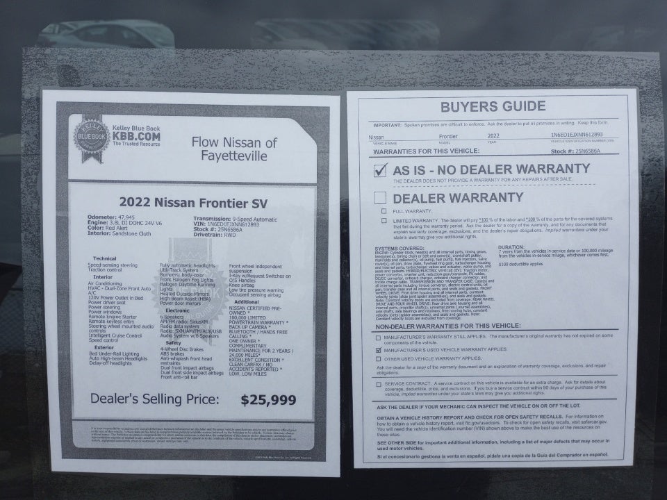 2022 Nissan Frontier Crew Cab SV 4x2