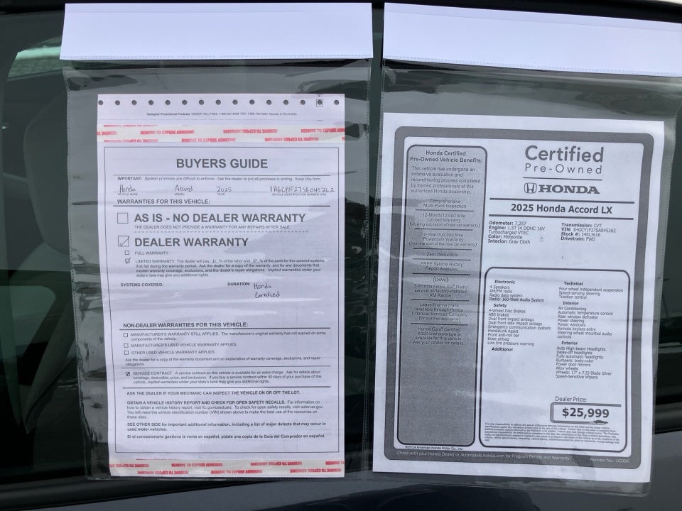 2025 Honda Accord Sedan LX