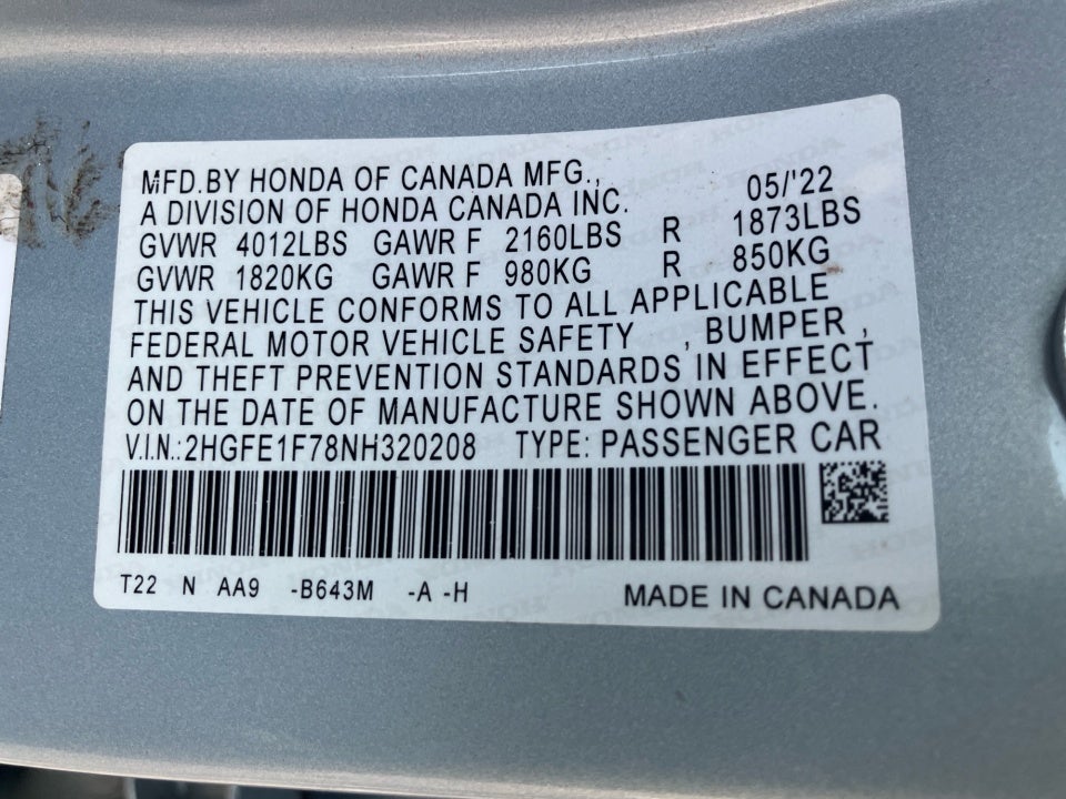 2022 Honda Civic Sedan EX