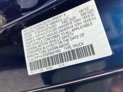 2023 Honda Ridgeline RTL