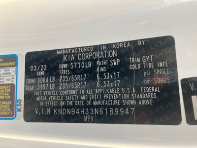 2022 Kia Carnival MPV LX Seat Package