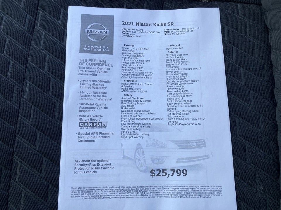 2021 Nissan Kicks SR Xtronic CVT