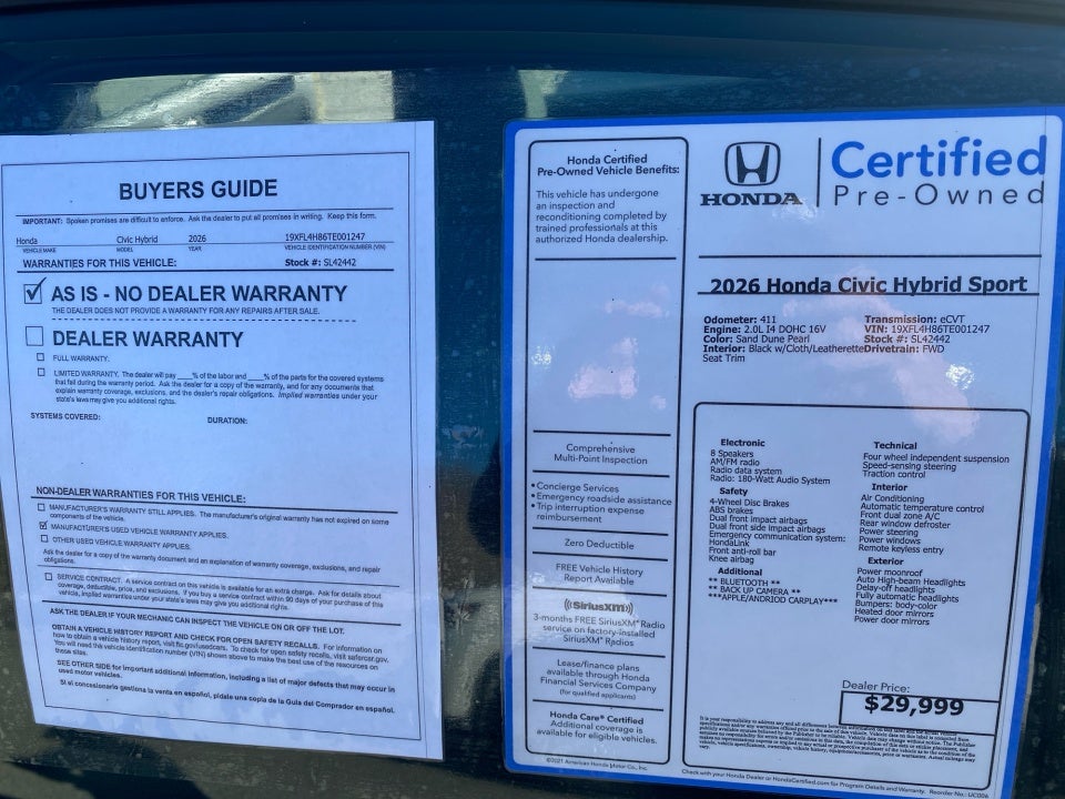 2026 Honda Civic Hybrid Sport