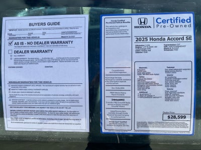 2025 Honda Accord Sedan SE