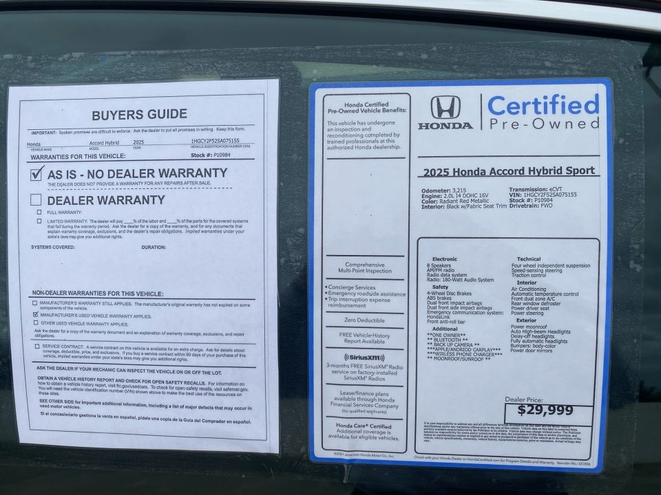 2025 Honda Accord Hybrid Sport