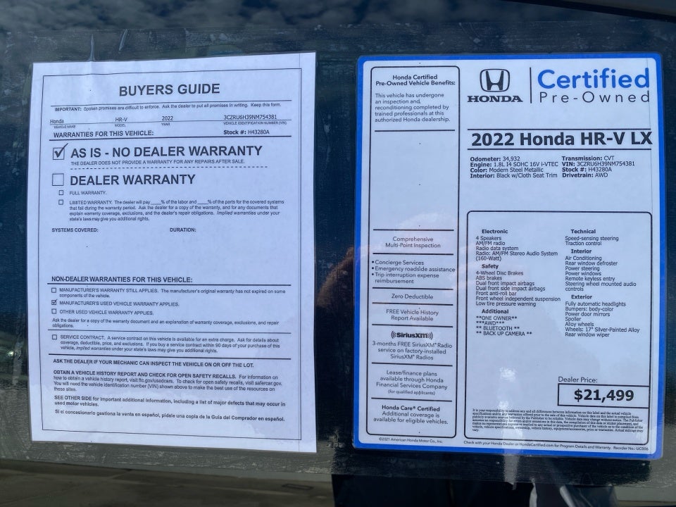 2022 Honda HR-V AWD LX