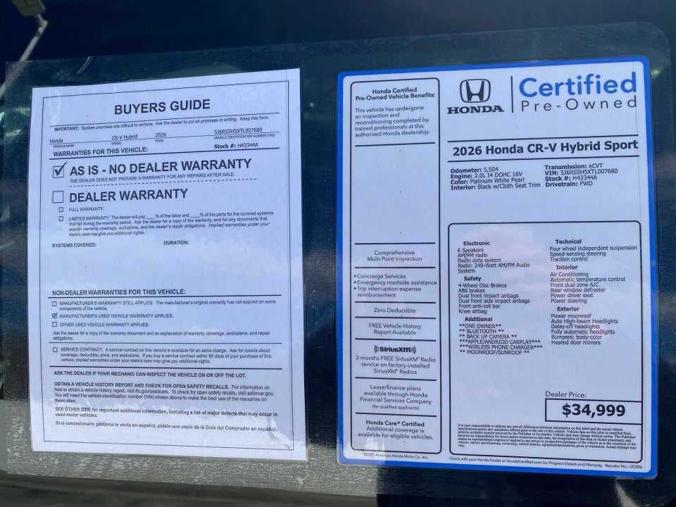2026 Honda CR-V Hybrid 2WD Sport