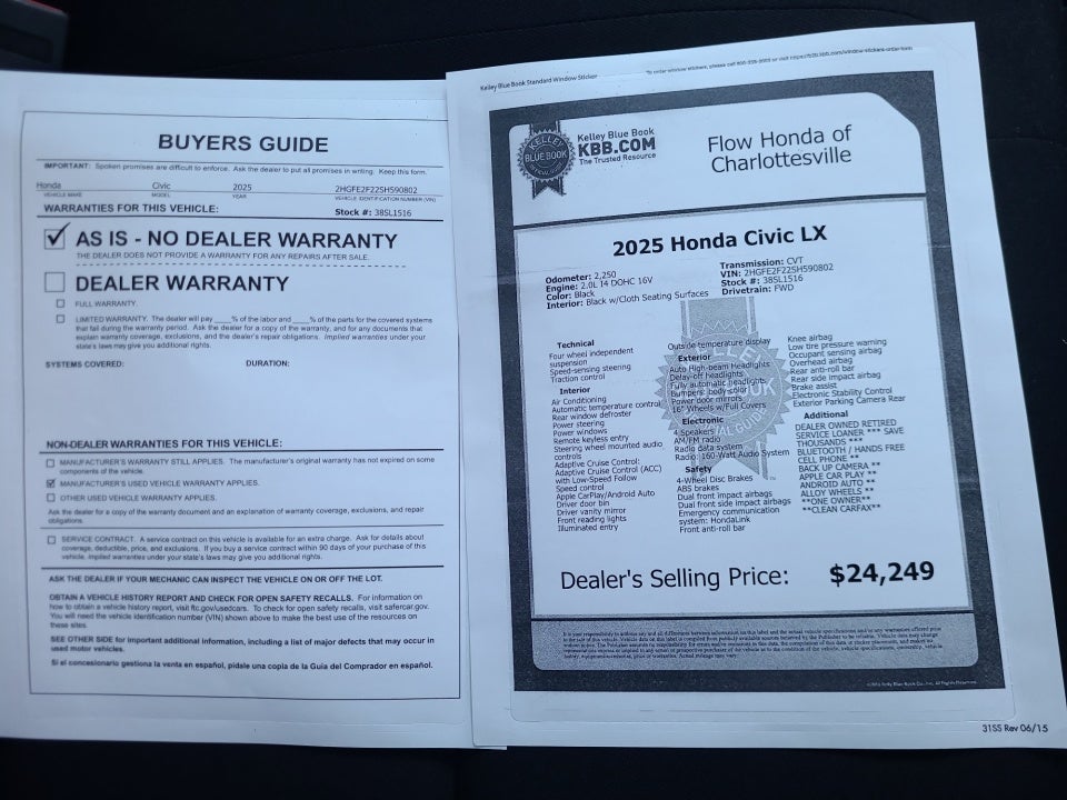 2025 Honda Civic LX Sedan