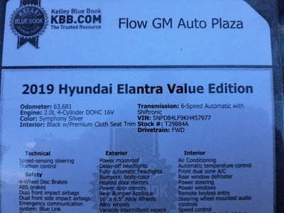 2019 Hyundai Elantra Value Edition