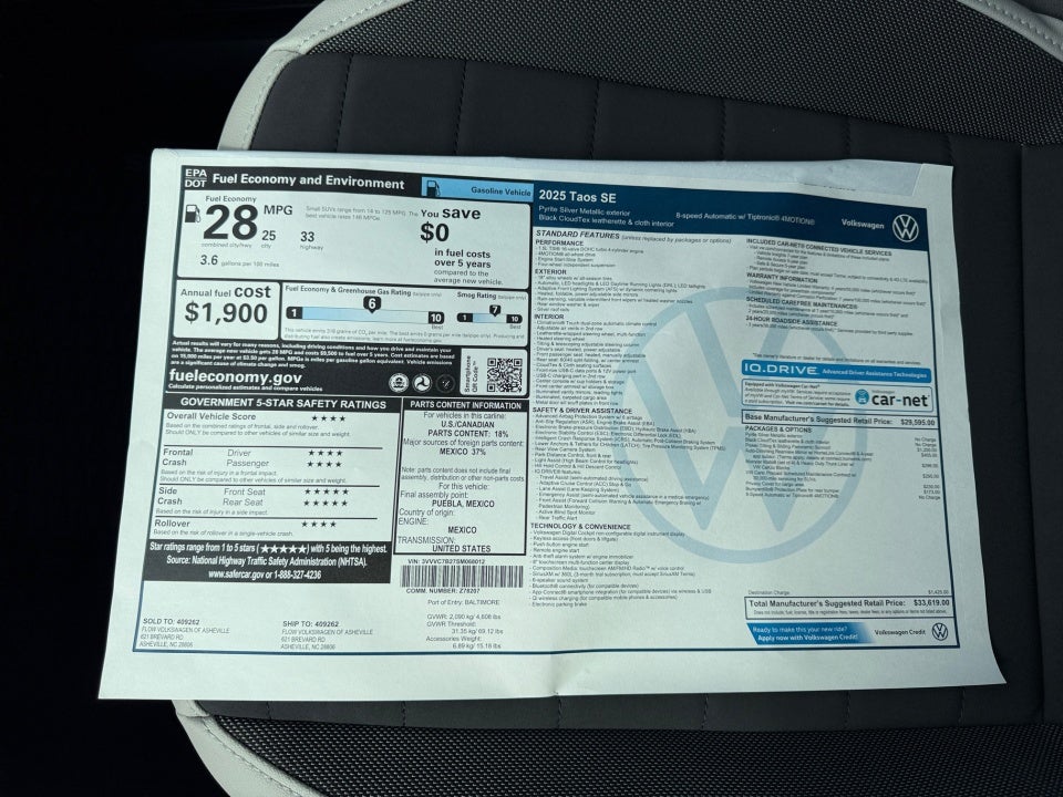 2025 Volkswagen Taos 1.5T SE