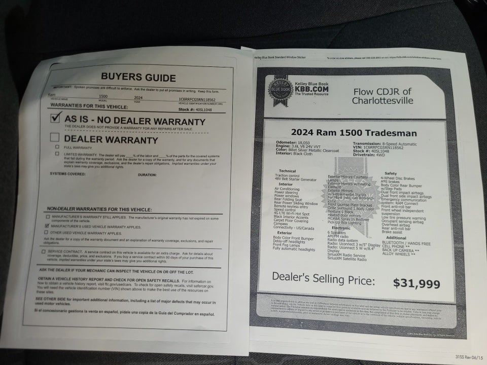 2024 RAM 1500 Tradesman Quad Cab 4x4 6'4" Box