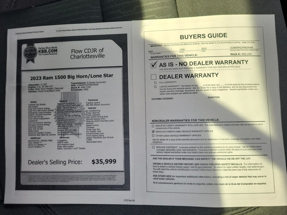 2023 RAM 1500 Big Horn Crew Cab 4x4 5'7" Box