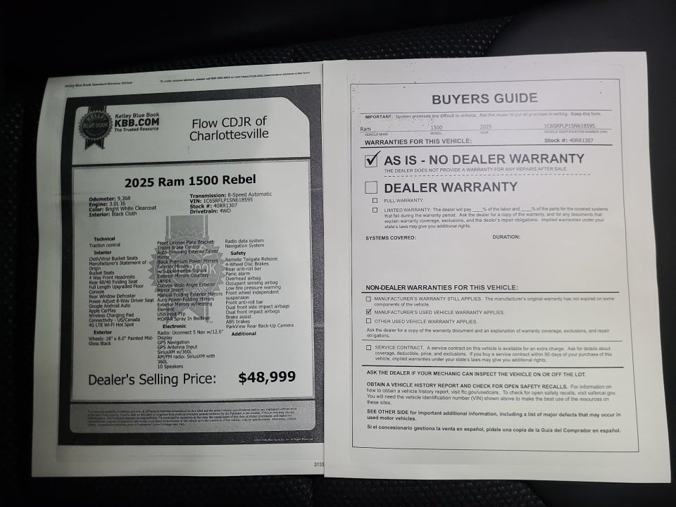 2025 RAM 1500 Rebel Crew Cab 4x4 5'7" Box