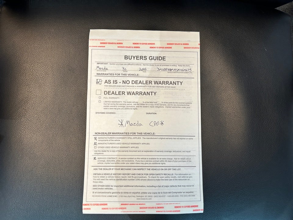 2025 Mazda Mazda3 Sedan 2.5 S Select Sport