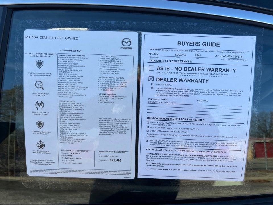 2025 Mazda Mazda3 Sedan 2.5 S Select Sport