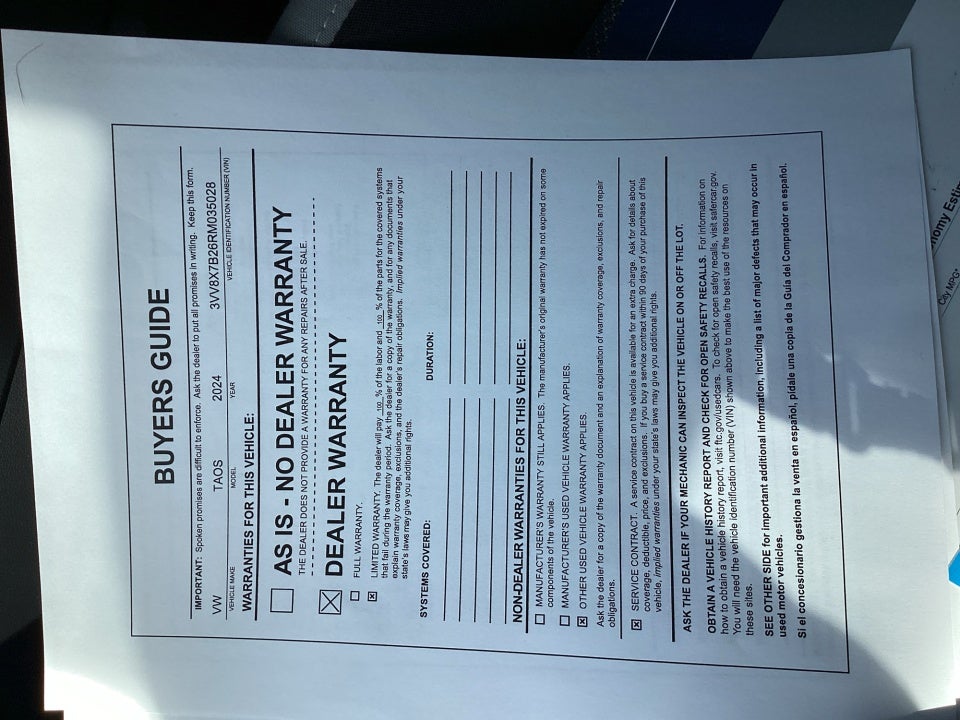 2024 Volkswagen Taos 1.5T S