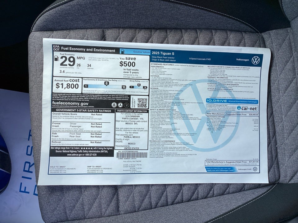 2025 Volkswagen Tiguan 2.0T S