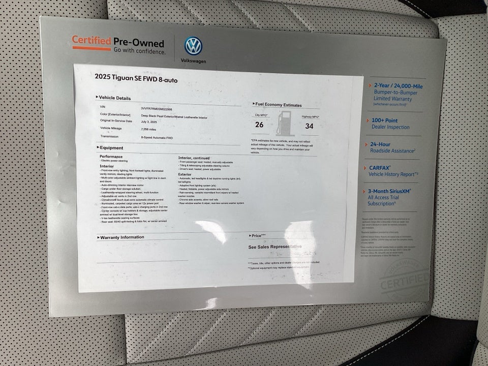 2025 Volkswagen Tiguan 2.0T SE